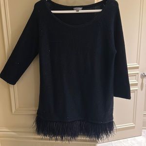 TSE knit top with feathers in the bottom. size L